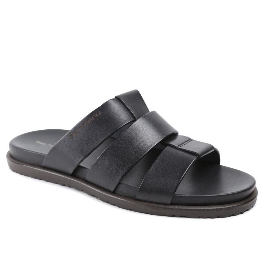 BRUNO MAGLI Men’s 11 M Empoli Leather Slide Sandal Black